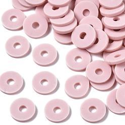 Cardo Cuentas de arcilla polimérica hechas a mano ecológicas, disco / plano y redondo, perlas heishi, cardo, 8x0.5~1 mm, agujero: 2 mm, Sobre 13000 unidades / 1000 g