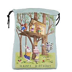 Other Animal Sachets d'emballage en peluche imprimés sacs à cordon, sacs de rangement pour cadeaux d'anniversaire, rectangle, motif animal, 18x13 cm