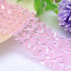 Бледно-Розовый Граненый многогранник имитация австрийских кристаллов нити шарик, класс AAA, розовый жемчуг, 10 мм, отверстие : 0.9~1 мм, около 40 шт / нитка, 15.7 дюйм