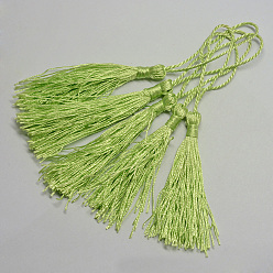 Jaune Vert Décorations polyester pompon, décorations pendantes, jaune vert, 130x6 mm, gland: 70~90 mm