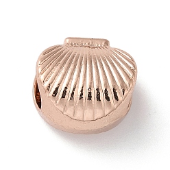 Rose Gold Alloy European Beads, Large Hole Beads, Shell Shape, Rose Gold, 11x11.5x8mm, Hole: 5.5mm