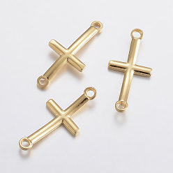 Золотой 304 соединительные звенья нержавеющие, крестик, золотые, 30x14x2 мм, отверстие : 2 мм