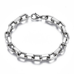 Couleur Acier Inoxydable 201 bracelet en chaîne de câble en acier inoxydable pour hommes femmes, couleur inox, 9-1/8 pouce (23 cm)
