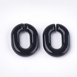 Noir Anneaux liant acrylique, connecteurs à liaison rapide, pour la fabrication de chaînes de bijoux, ovale, noir, 24x18x5mm, trou: 13x7 mm, environ 400 pcs / 500 g