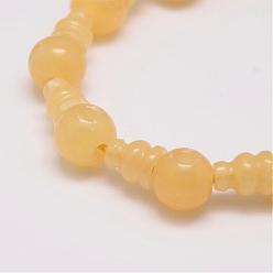Jade Miel naturel jade 3 trous brins guru de perles, pour la fabrication de bijoux bouddhiste, perles t-percées, 16.5~18mm, Trou: 2~3mm, 2 pièces / kit, 10, affecte / brin, 6.5 pouce