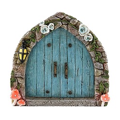 Стально-синий Миниатюрная деревянная садовая дверь, для кукольных аксессуаров, притворяющихся опорными украшениями, стальной синий, 105x100 мм