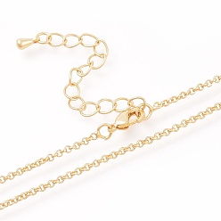 Oro Cadena de rolo de latón collares haciendo, con cierre de langosta, larga duración plateado, dorado, 16.14 pulgada (410 mm)