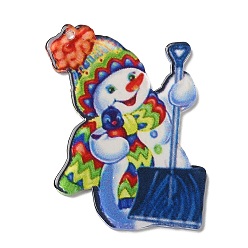 Снеговик Рождественские тематические акриловые подвески, снеговик, 45.5x34x2.5 мм, отверстие : 1.4 мм