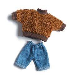 Chocolat Vêtements de poupée en cellucotton, 12~16cm tenue de poupée bjd fille, sweat à capuche et pantalon pour l'hiver, chocolat, Emballage: 250x160mm
