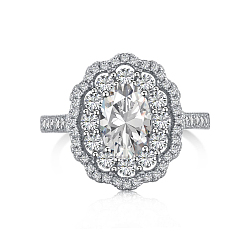 Claro 925 anillos de plata de ley con piedras de nacimiento, anillo de dedo de flor de circonita cúbica, Claro, 2.2 mm, tamaño de EE. UU. 7 (17.3 mm)