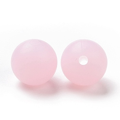 Rose Nacré Perles de silicone lumineuses, perles à mâcher pour les jouets de dentition, Diy soins infirmiers colliers faisant, ronde, perle rose, 12x11.5mm, Trou: 2mm