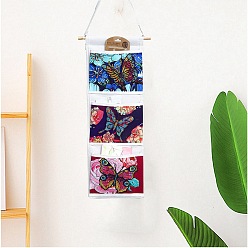 Butterfly DIY 5D Diamond Painting Hanging Storage Bag Kits, Including Cloth Storage Bag, Resin Rhinestones, Diamond Sticky Pen, Tray Plate and Glue Clay, Butterfly Pattern, 500x200mm