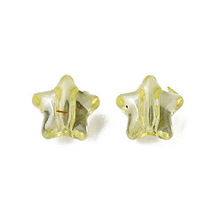 Jaune Perles acryliques transparentes, étoiles, jaune, 9x9.5x5.5mm, Trou: 2mm, environ2000 pcs / 500 g