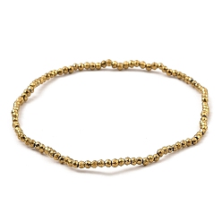 Plaqué Or Bracelets de perles d'hématite synthétiques non magnétiques, ronde à facettes, plaqué or, 0.2 cm, diamètre intérieur: 2-1/8 pouce (5.5 cm)