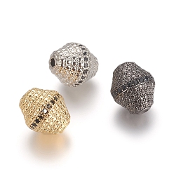 Mixed Color Brass Micro Pave Black Cubic Zirconia Beads, Long-Lasting Plated, Bicone, Mixed Color, 13x11.5mm, Hole: 1.8mm
