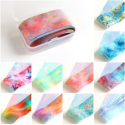 Mixed Patterns 10 Style Transfer Foil Nail Art Stickers, Nail Decals, DIY Nail Tips Decoration for Women, Mixed Patterns, 50x4cm, 10sheets/box, Box: 8.6x5.6x2.45cm