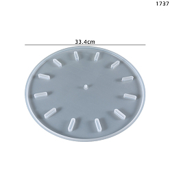 (7BDF) Прозрачный морозный бирюзовый Плоские круглые часы украшения стены силиконовые формы, для уф-смолы, изготовление изделий из эпоксидной смолы, призрачный белый, 334x10 мм