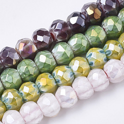 (52) Непрозрачная лаванда Handmade millefiori lampwork beads strands, граненые, с покрытием AB цвета, рондель, разноцветные, 10x8 мм, отверстие : 1.2 мм, около 48 шт / нитка, 15.16 дюйм (38.5 см)