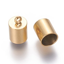 Golden Ion Plating(IP) 304 Stainless Steel Cord Ends, End Caps, Column, Golden, 11x7mm, Hole: 1.8mm, Inner Diameter: 6mm