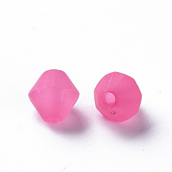 Rose Chaud Perles acryliques givrés, facette, cône, rose chaud, 6x5.5mm, Trou: 1.5mm, environ6770 pcs / 500 g