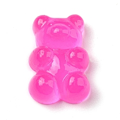 Ярко-Розовый Светящиеся кабошонов смолы, медведь, ярко-розовый, 17.5x11.5x6 мм