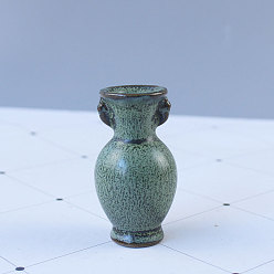 Aguamarina mediana Mini jarrones florales de cerámica de estilo chino antiguo para decoración del hogar, floreros pequeños para centro de mesa, aguamarina mediana, 37x37x69 mm