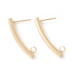 Real 24K Gold Plated 304 Stainless Steel Stud Earring Findings, with 316 Surgical Stainless Steel Pins and Vertical Loop, Rectangle, Real 24K Gold Plated, 30x3mm, Hole: 2.5mm, Pin: 0.7mm