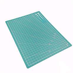 Bleu Vert Tapis de découpe en plastique pvc double face, rectangle, pour outils en céramique et argile, rectangle, sarcelle, 30x22 cm