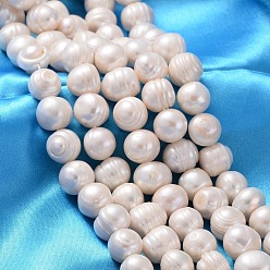 Creamy White Natural Cultured Freshwater Pearl Beads Strands, Potato, Creamy White, 10~11mm, Hole: 0.8mm, about 37pcs/strand, 13.77 inch~14.17 inch