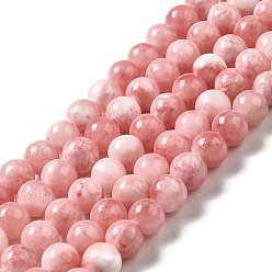 Light Coral Natural Green Jade Beads Strands, Dyed, Round, Light Coral, 6mm, Hole: 0.8mm, about 63pcs/strand, 14.57''(37cm)
