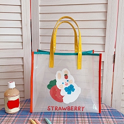 Rabbit Plastic Shoulder Bags, Rectangle Women Handbags, with Animal Pattern, Rabbit Pattern, 25.6x30.5x14.5cm
