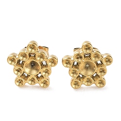 Real 18K Gold Plated Ion Plating(IP) 304 Stainless Steel Stud Earrings Findings, Rhinestone Settings, Star, Real 18K Gold Plated, 13x13.5mm, Pin: 0.7mm, Fit for 1.6mm & 3.4mm Rhinestone