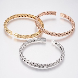 Couleur Mélangete 304 manchette en acier inoxydable bracelets bracelets de couple, couleur mixte, 55x60 mm (2-1/8 pouces x 2-3/8 pouces)