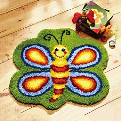 Dragonfly Kit de alfombra con gancho de pestillo para bricolaje, kits de hilo de ganchillo de alfombra de bricolaje, Incluye almohadilla de bordado de malla con impresión en color, lana de fibra acrílica, instrucción, libélula, 500x500x2 mm