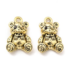 Antique Golden Rack Plating Alloy with Glass Pendants, Lead Free & Cadmium Free, Bear Charm, Antique Golden, 23x15x6mm, Hole: 2.3mm