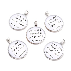 Antique Silver Tibetan Style Alloy Resin Pendants, Flat Round, Antique Silver, 35.5x27.5x6.5mm, Hole: 6.5x3mm