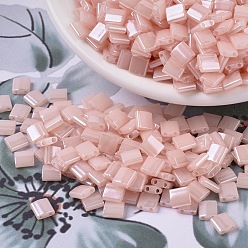 (TL519) Pink Pearl Ceylon MIYUKI TILA Beads, Japanese Seed Beads, 2-Hole, (TL519) Pink Pearl Ceylon, 5x5x1.9mm, Hole: 0.8mm, about 590pcs/50g
