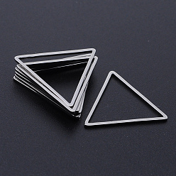 Color de Acero Inoxidable 201 de acero inoxidable que une los anillos, Corte con laser, triángulo, color acero inoxidable, 20x23x1 mm, tamaño interno: 17x19.5 mm
