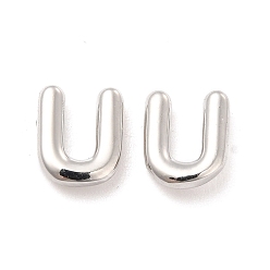 Letter U Brass Hollow Out Initial Letter Stud Earrings for Women, Platinum, Lead Free & Cadmium Free, Letter.U, 7x6x1.5mm, Pin: 0.8mm