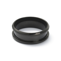 Electrophoresis Black 201 Stainless Steel Grooved Finger Ring Settings, Ring Core Blank, for Inlay Ring Jewelry Making, Electrophoresis Black, Inner Diameter: 20mm