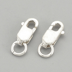 Silver 925 Sterling Silver Lobster Claw Clasps, with 925 Stamp, Silver, 8x4x2mm, Hole: 2mm