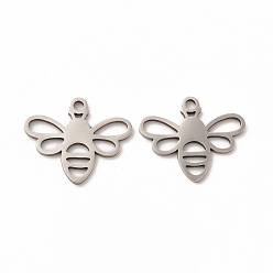 Stainless Steel Color 201 Stainless Steel Charms, Hollow Out Bees, Stainless Steel Color, 16x13.5x1mm, Hole: 1mm