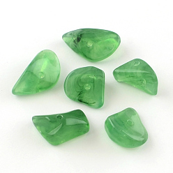 Vert Mer Moyen Puce perles acryliques imitation de pierres précieuses, vert de mer moyen, 19~28x14~19x6~13mm, trou: 2 mm, environ 310 pcs / 500 g