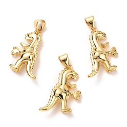 Real 18K Gold Plated Brass Pendants, Long-Lasting Plated, Dinosaur, Real 18K Gold Plated, 23x17x5mm, Hole: 4x3.5mm