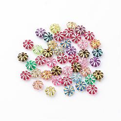 Mixed Color Plating Acrylic Beads, Metal Enlaced, Flower, Mixed Color, 6~7x3.5mm, Hole: 1mm, about 7700pcs/500g