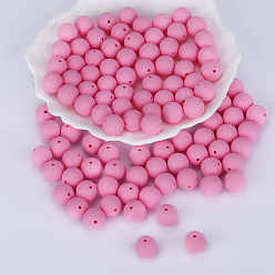 Rose Nacré Perles focales rondes en silicone, perles à mâcher pour les jouets de dentition, Diy soins infirmiers colliers faisant, perle rose, 15mm, Trou: 2mm