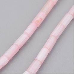 BrumosaRosa Hebras de perlas shell naturales, teñido, columna, rosa brumosa, 8x4 mm, agujero: 0.5 mm, sobre 50 unidades / cadena, 15.7 pulgada
