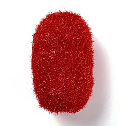 FireBrick Polyester Crochet Yarn, Sparkling Scrubby Yarn, for Dish Scrubbies, Dishcloth, Decorating Crafts Knitting, FireBrick, 10~13x0.5mm, 218.72 yard(200m)/roll