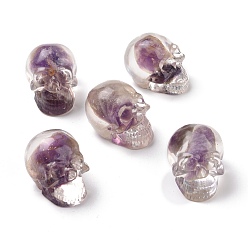 Natural Gemstone Natural Amethyst Dyed Chips Beads, No Hole/Undrilled, Skull, 30x21.5x22.5mm