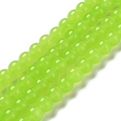 Césped Verde Hebras de perlas de jade malasia naturales y teñidos, rondo, verde césped, 8 mm, agujero: 1.0 mm, sobre 48 unidades / cadena, 15 pulgada